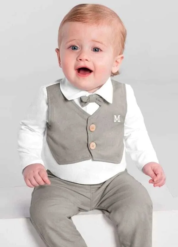 Conjunto Bebê Menino em Cotton Branco Mundi - foto 2