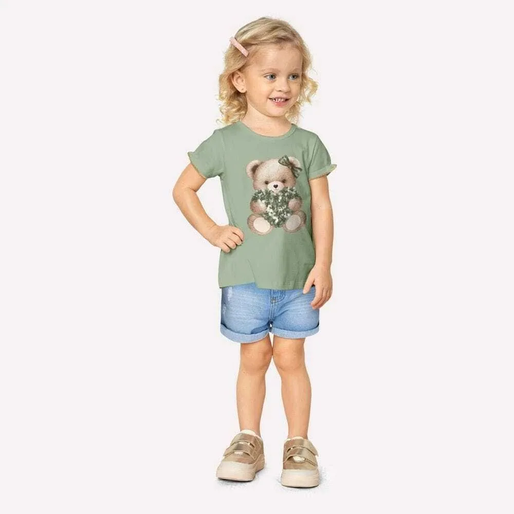 Blusa Infantil Menina Ursinha Milon - Verde - foto 1