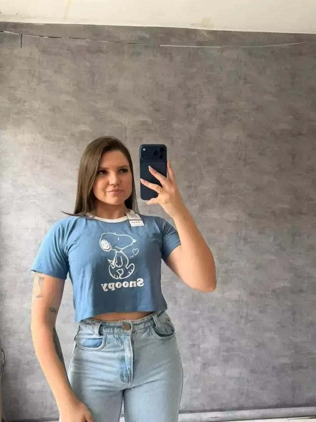 T-shirt Curta Estampa Snoopy Azul - foto 1
