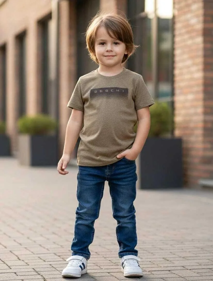 Camiseta Ogochi Infantil Manga Curta Concept Marrom - foto 3