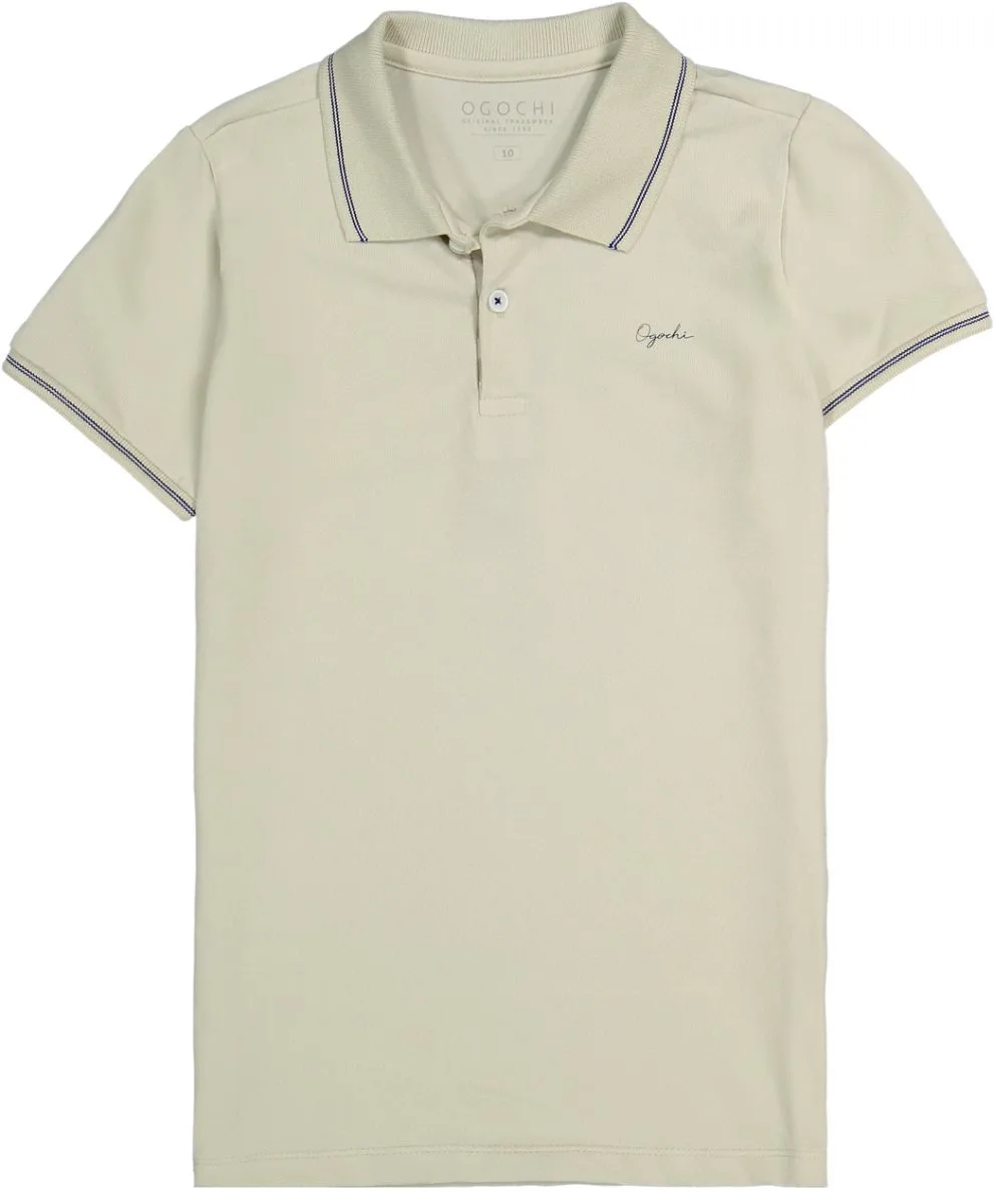 Camiseta Polo Ogochi Manga Curta - Bege - foto 1