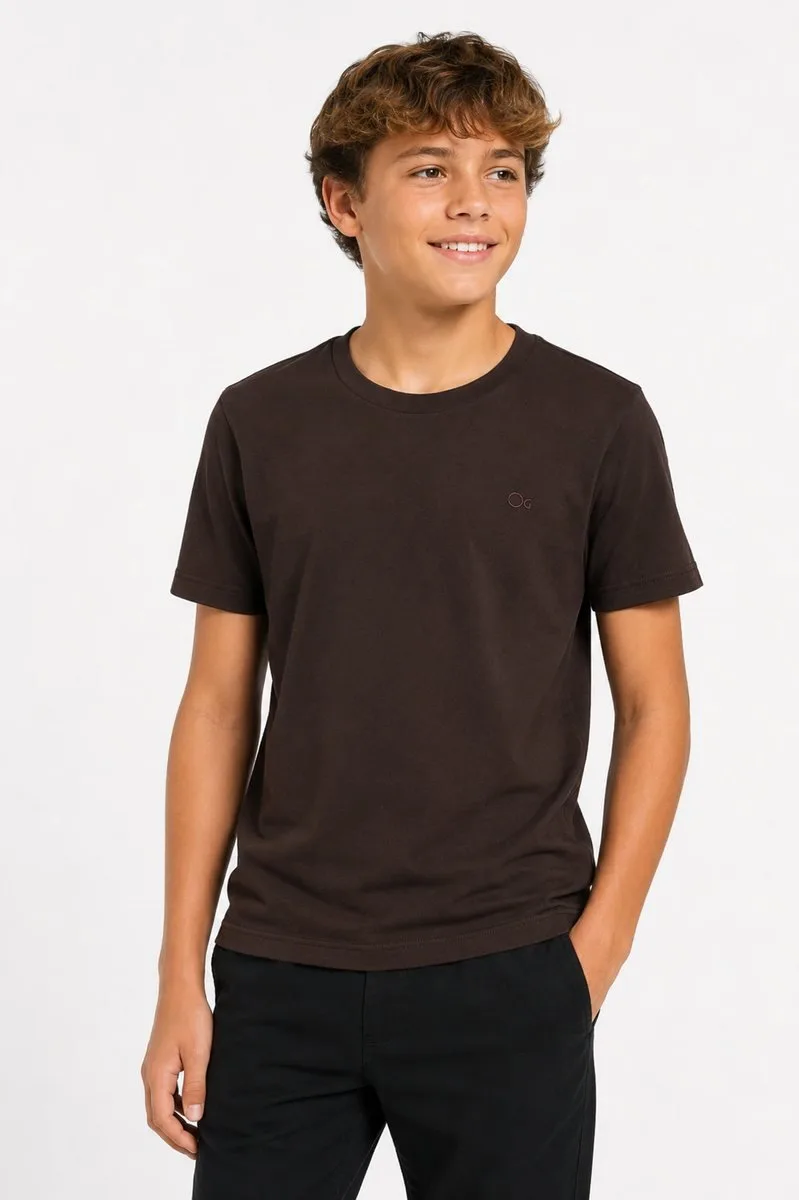 Camiseta Ogochi Manga Curta Essencial - Marrom - foto 1