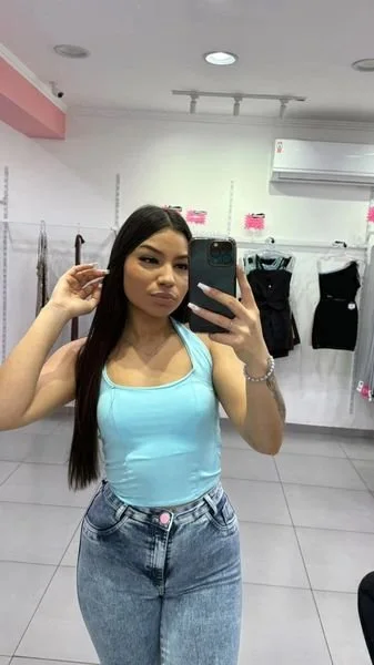 Cropped Recorte Clean Azul